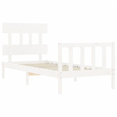 vidaXL Bed Frame without Mattress White Single Solid Wood Pine