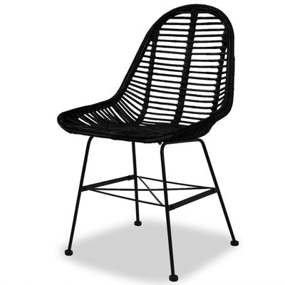 vidaXL Dining Chairs 2 pcs Black Natural Rattan