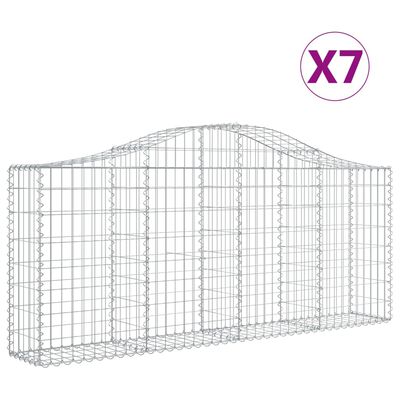 vidaXL Arched Gabion Baskets 7 pcs 200x30x80/100 cm Galvanised Iron