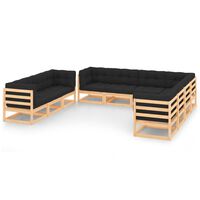 vidaXL 10 Piece Garden Lounge Set with Cushions Solid Pinewood