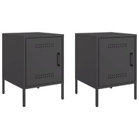 vidaXL Bedside Cabinets 2 pcs Black 36x39x50.5 cm Steel