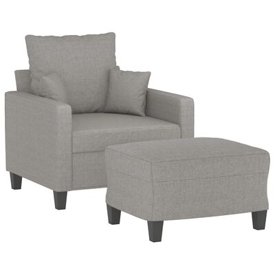 vidaXL Sofa Chair with Footstool Light Grey 60 cm Fabric