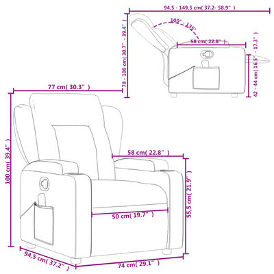 vidaXL Massage Recliner Chair Cream Fabric