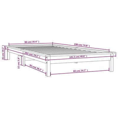 vidaXL Bed Frame without Mattress Honey Brown Single Solid Wood