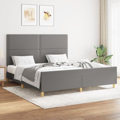 vidaXL Bed Frame without Mattress Dark Grey 152x203 cm Queen Fabric