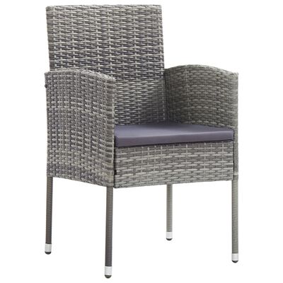 vidaXL Garden Chairs with Dark Grey Cushions 4 pcs Grey Poly Rattan