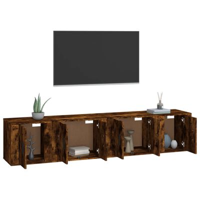 vidaXL 4 Piece TV Cabinet Set Smoked Oak Engineered Wood