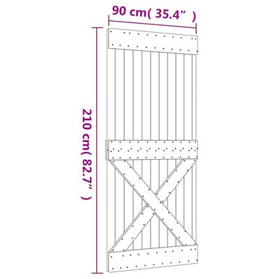 vidaXL Sliding Door with Hardware Set 90x210 cm Solid Wood Pine