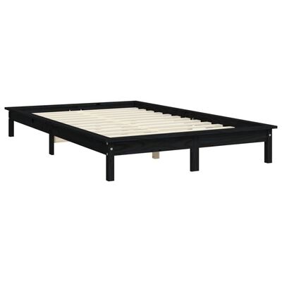 vidaXL Bed Frame without Mattress Black Double Solid Wood