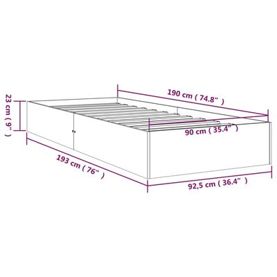 vidaXL Bed Frame without Mattress Solid Wood 90x190 cm Single