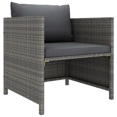 vidaXL 6 Piece Garden Lounge Set with Cushions Poly Rattan Grey