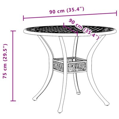 vidaXL Garden Table Bronze Ø90x75 cm Cast Aluminium