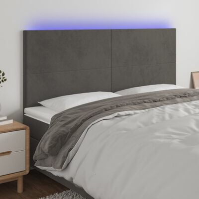 vidaXL LED Headboard Dark Grey 200 cm Velvet