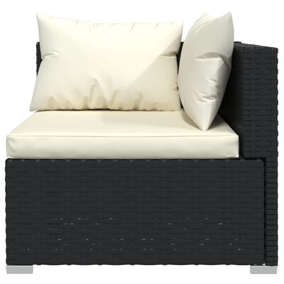 vidaXL 9 Piece Garden Lounge Set with Cushions Poly Rattan Black