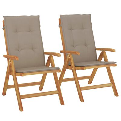 vidaXL Reclining Garden Chairs with Cushions 2 pcs Solid Wood Teak