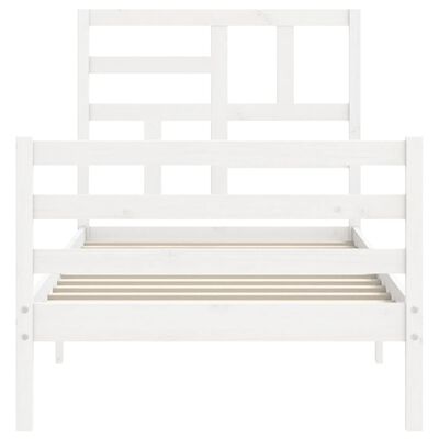 vidaXL Bed Frame without Mattress White Single Solid Wood