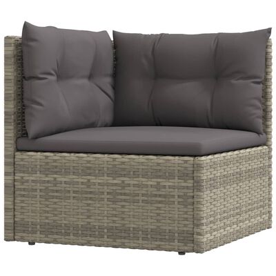 vidaXL 6 Piece Garden Lounge Set with Cushions Grey Poly Rattan