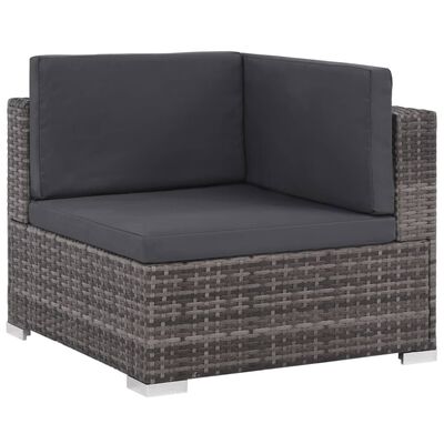 vidaXL 8 Piece Garden Lounge Set with Cushions Poly Rattan Grey