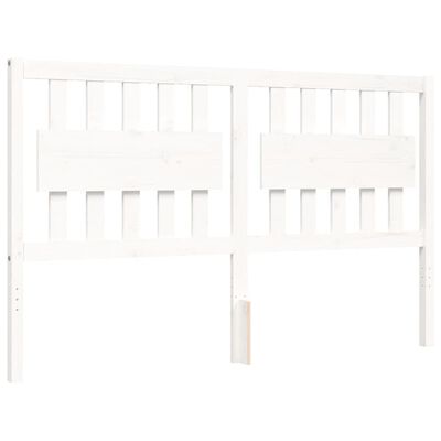 vidaXL Bed Frame without Mattress White King Size Solid Wood Pine