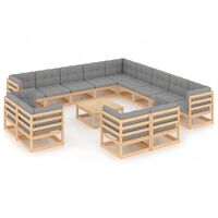 vidaXL 14 Piece Garden Lounge Set with Cushions Solid Pinewood