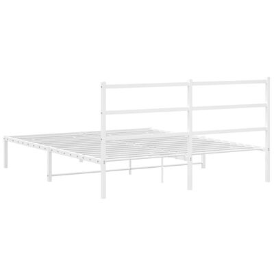 vidaXL Metal Bed Frame without Mattress with Headboard White 150x200 cm King Size