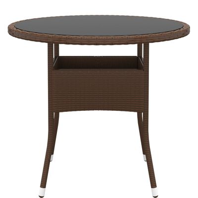 vidaXL 3 Piece Garden Dining Set Poly Rattan Brown