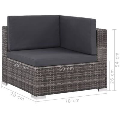 vidaXL 8 Piece Garden Lounge Set with Cushions Poly Rattan Grey