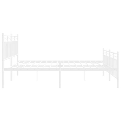 vidaXL Metal Bed Frame without Mattress with Footboard White 180x200 cm Super King