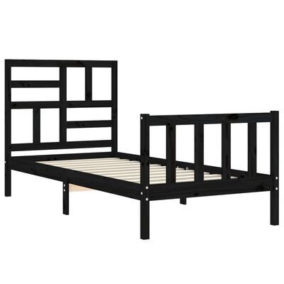 vidaXL Bed Frame without Mattress Black Single Solid Wood Pine