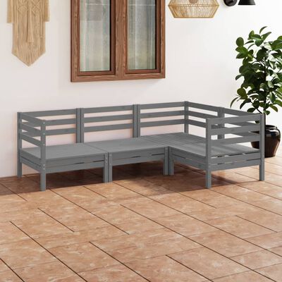 vidaXL 4 Piece Garden Lounge Set Solid Pinewood Grey