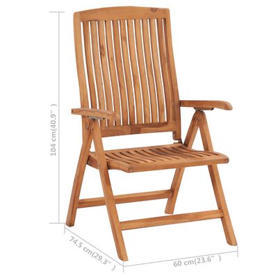 vidaXL Reclining Garden Chairs with Cushions 4 pcs Solid Teak Wood