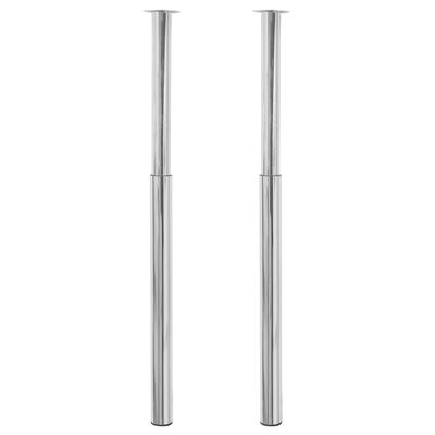 2 Telescopic Table Legs Chrome 710 mm-1100 mm