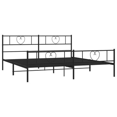 vidaXL Metal Bed Frame without Mattress with Footboard Black 180x200 cm Super King