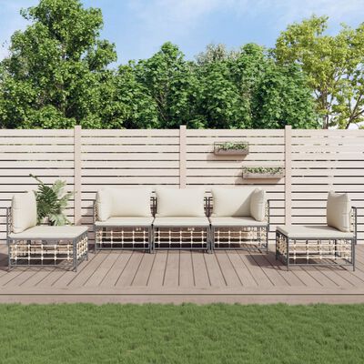 vidaXL 5 Piece Garden Lounge Set with Cushions Anthracite Poly Rattan