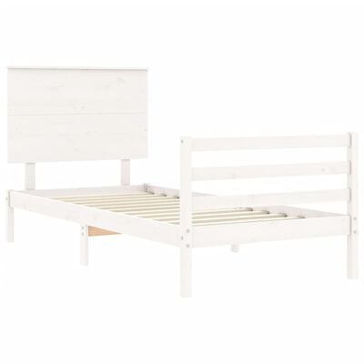 vidaXL Bed Frame without Mattress White Single Solid Wood