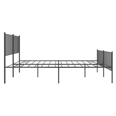 vidaXL Metal Bed Frame without Mattress with Footboard Black 180x200 cm Super King