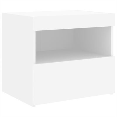 vidaXL Bedside Cabinets with LED Lights 2 pcs White 50x40x45 cm