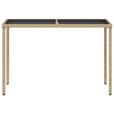 vidaXL Garden Table with Glass Top Beige 115x54x74 cm Poly Rattan