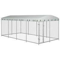 vidaXL Outdoor Dog Kennel with Roof 7.6x3.8x2.3 m