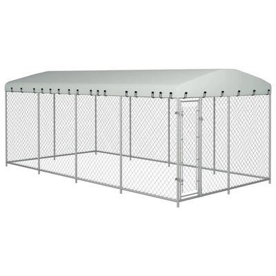 vidaXL Outdoor Dog Kennel with Roof 7.6x3.8x2.3 m