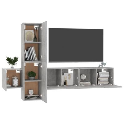 vidaXL 5 Piece TV Cabinet Set Concrete Grey Engineered Wood