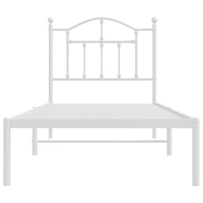 vidaXL Metal Bed Frame without Mattress with Headboard White 90x190 cm Single