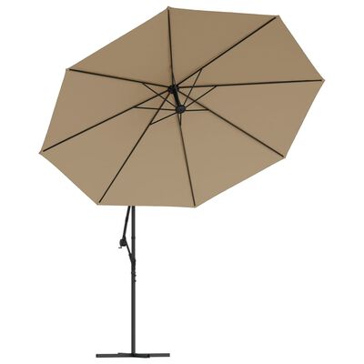 vidaXL Cantilever Garden Parasol with LED Lights and Metal Pole 350 cm Taupe