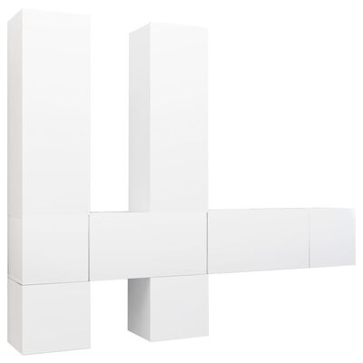 vidaXL 7 Piece TV Cabinet Set White Engineered Wood