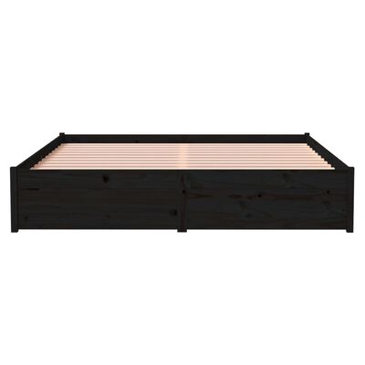 vidaXL Bed Frame without Mattress Black Solid Wood 150x200 cm King Size