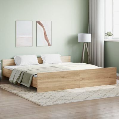 vidaXL Bed Frame without Mattress Sonoma Oak 180x200 cm Super King