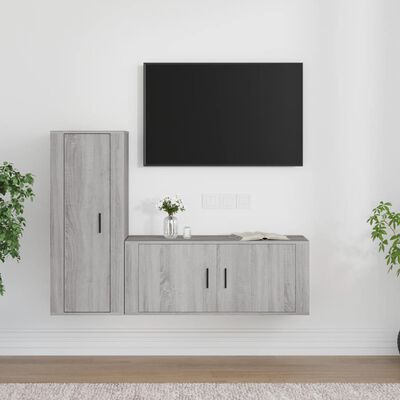 vidaXL 2 Piece TV Cabinet Set Grey Sonoma Engineered Wood