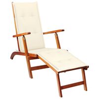 vidaXL Outdoor Deck Chair with Footrest and Cushion Solid Acacia Wood