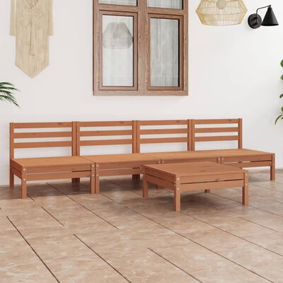 vidaXL 5 Piece Garden Lounge Set Honey Brown Solid Pinewood