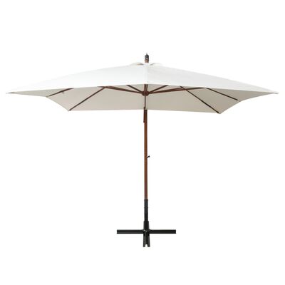 vidaXL Hanging Garden Parasol 300x300 cm Wooden Pole White